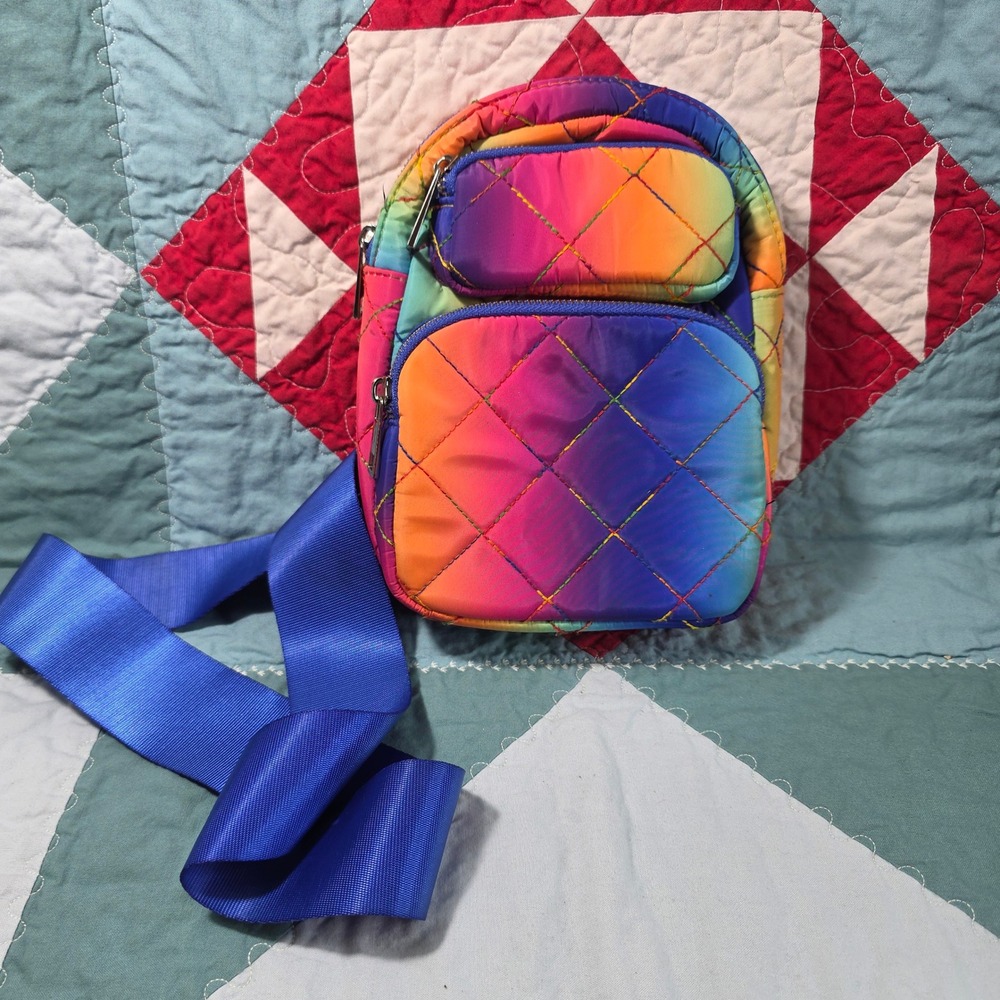 Wild Fable Mini Backpack Women OS Rainbow Multi Ombre Quilted Sling Bag